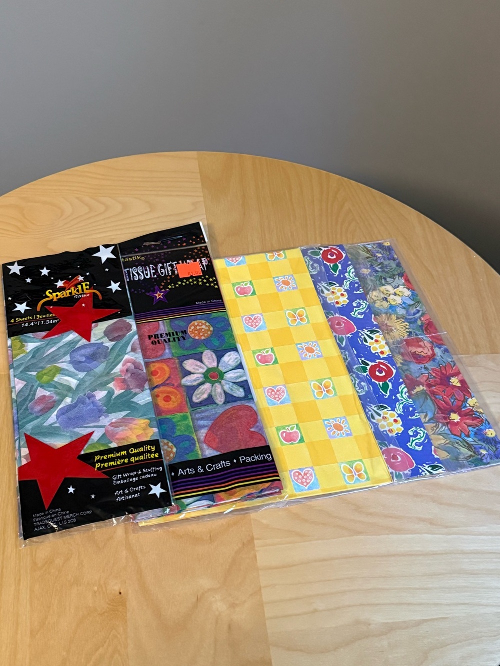 Set of 5 Vintage Y2K Unused Floral Gift Wrap Tissue Paper USA New Oldstock NOS